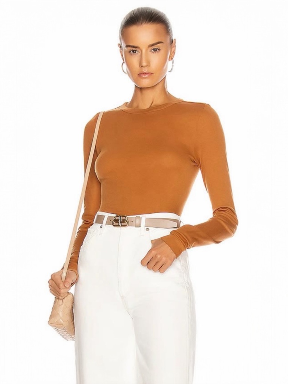 ENZA COSTA • Bold Long Sleeve Crew in Burnt Orange